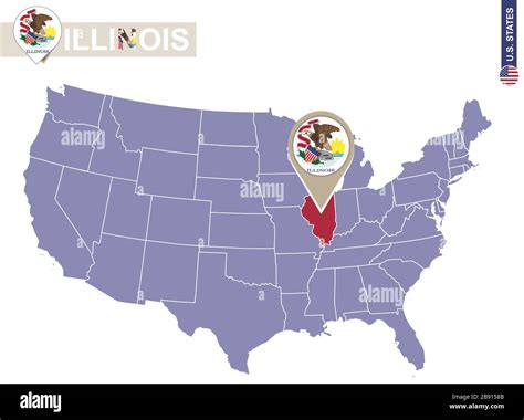 Illinois State On Usa Map Illinois Flag And Map Us States Stock