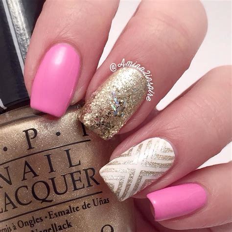 Nail Art Tutorials Swatches On Instagram Pink And Gold Girly Mani