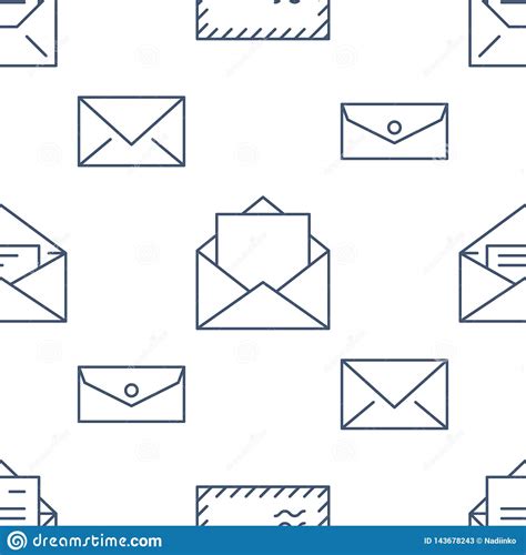 Seamless Pattern With Envelopes Flat Line Icons Mail Background