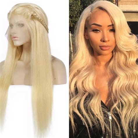 Glueless Lace Front Wig 100 Human Hair 613 Blonde Colour Brazilian 20” Ebay Blonde Color