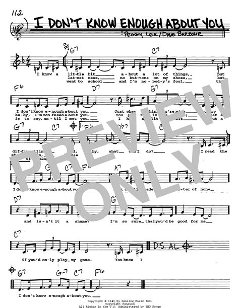 Mp3 instrumental available in high quality (320kbps) this title is a cover version of what i know now as made famous by beetlejuice (musical). I Don't Know Enough About You Sheet Music | Peggy Lee ...