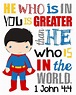 Superhero Wall Art. Seek Justice, Micah 6 8. 1 John 4 4. Joshua 1:9 Be ...