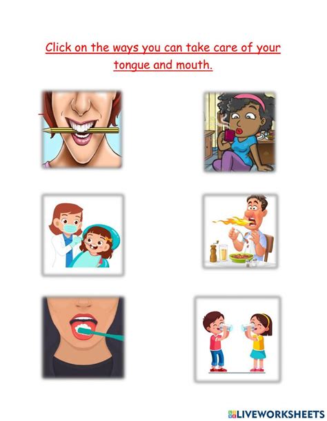 Caring For Your Tongue Worksheet Live Worksheets