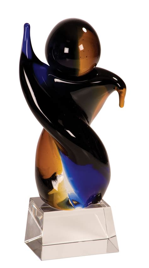 Twisted Body Art Glass Mounted On Clear Glass Base Best Trophies And Awards