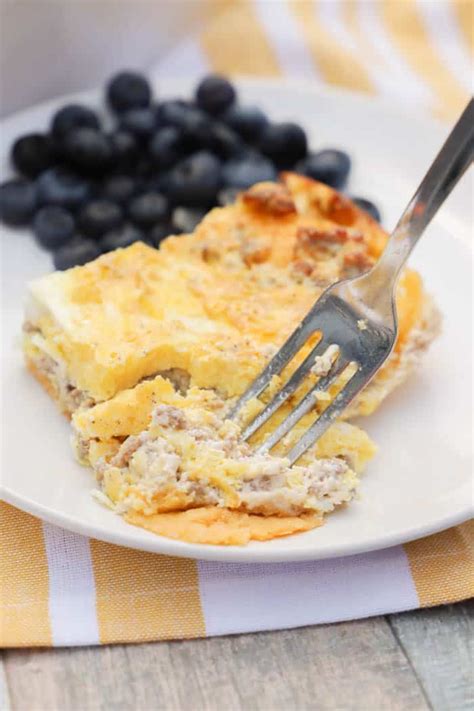 This link is to an external site that may or may not meet accessibility guidelines. Cream Cheese Sausage Casserole with a fork | Sausage casserole, Cheese sausage, Favorite recipes
