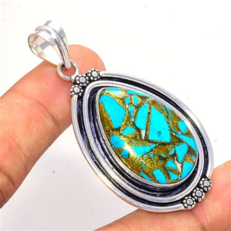 Beautiful Blue Copper Turquoise Gemstone 925 Sterling Silver Handmade