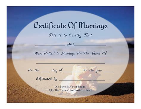See the fees page for the cost of certified copies. Free Printable - Beachy Keepsake Marriage Certificate ...