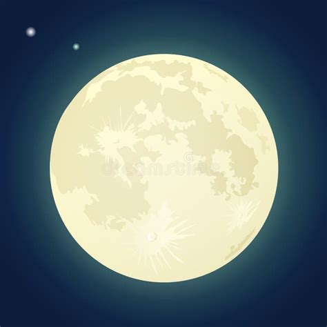 Full Moon On A Dark Blue Sky Vector Illustration Stock Vector