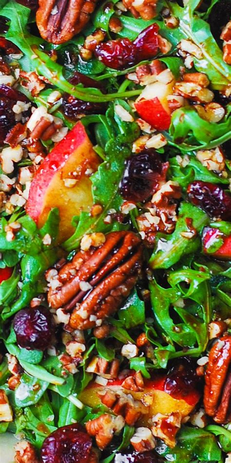 Holiday Arugula Salad With Apples Cranberries Pecans And Balsamic