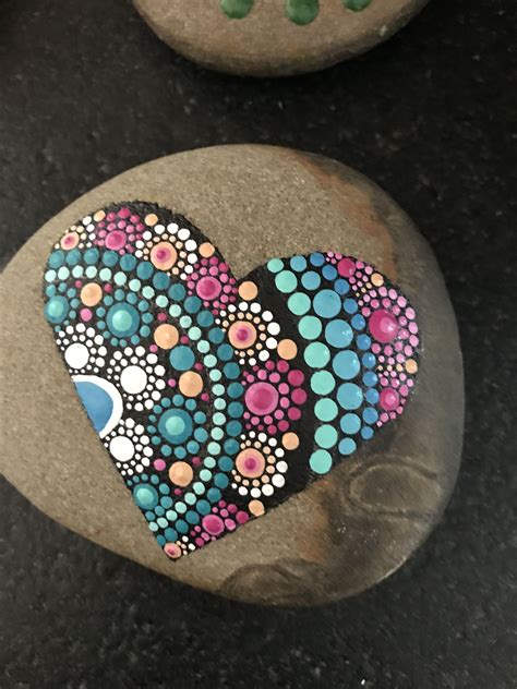Dotted Heart Painted Rock🌠 Stone Painting Dot Art Painting Painted
