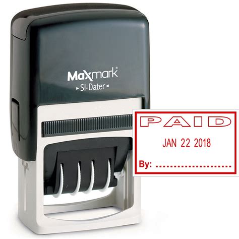 Maxmark Office Date Stamp With Paid Self Inking Date Stamp Red Ink