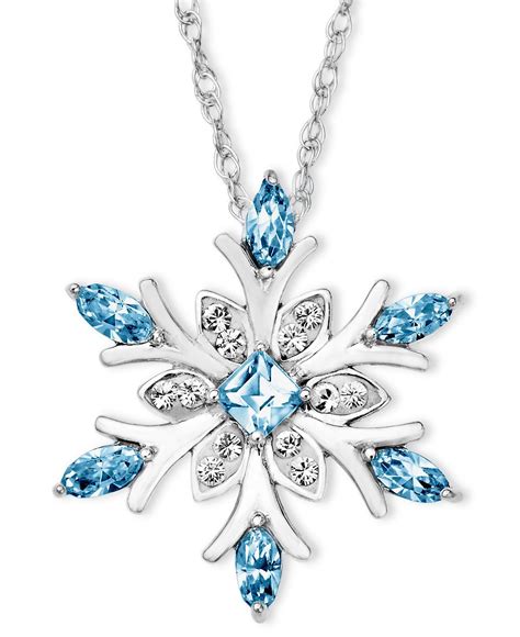 Kaleidoscope Sterling Silver Necklace Blue Crystal Snowflake Pendant