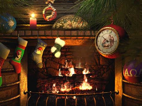 Holidays D Screensavers Fireside Christmas Animated Fireplace With