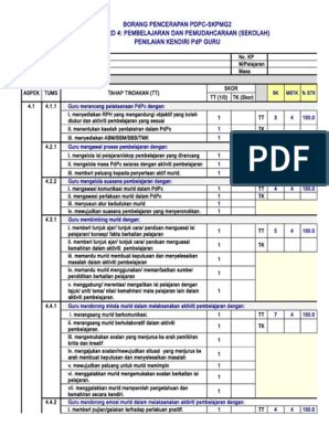 Borang skpmg2 standard 3 1 2. Borang Pencerapan Standard 4 Skpmg2