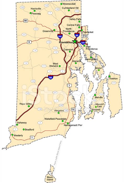 Rhode Island Highway Map Vector Stock Photos