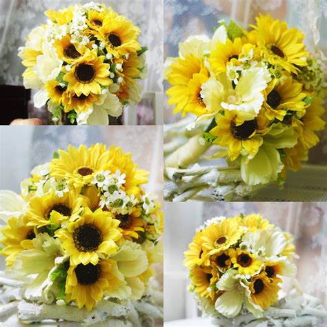 Country Sunflower Artificial Wedding Bouquets 2018 High Beach Garden