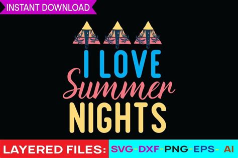 I Love Summer Nights Svg Cut File Graphic By Roni Designer · Creative