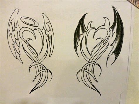Heart as angel and devil. Pin on Tattoo inspiration