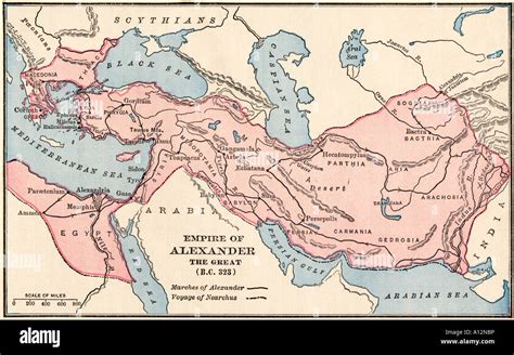 Map Of The Empire Of Alexander The Great In 323 Bc Stock Photo Royalty