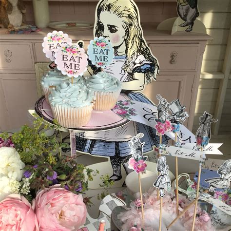 Gamsjm alice in wonderland spring garden flag 12.5x18 inch double sided decorative watercolor peoni welcome seasonal yard house flag for outdoor indoor. Alice in wonderland party cupcakes. vintageangeldesign.co ...