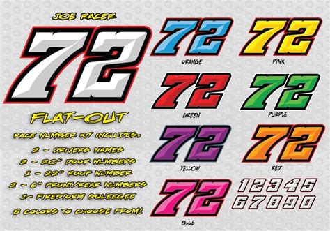 Flat Out Race Car Number Decals Lettering Lettering Number Fonts Racing