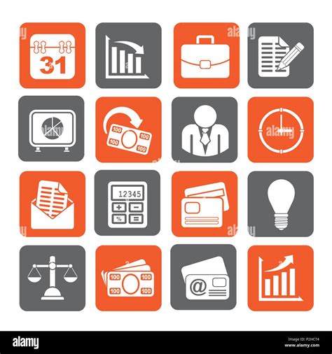Silhouette Business And Office Icons Vector Icon Set Stock Vector