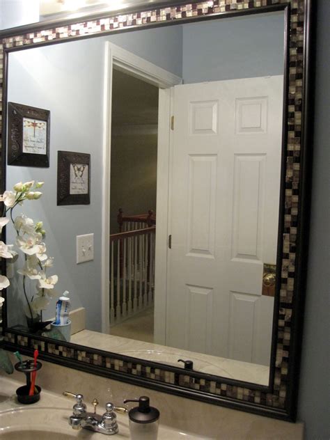 Framing And Tiling A Bathroom Mirror Bathroom Mirrors Diy Bathroom Mirror Frame Mirror Frame Diy