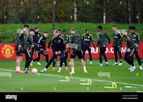 Manchester United Players During A Training Session At The Aon Training