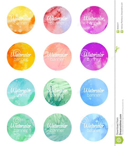 Set Round Watercolor Labels Stock Illustrations 428 Set Round