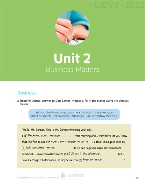 Basic 3 Workbook Unit 2 Ingles Basic 3 Unit 2 Business A Read Mr
