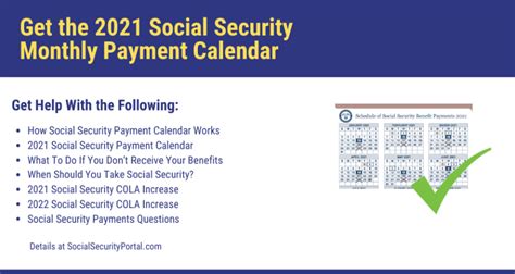 2021 Social Security Payment Calendar Social Security Benefits