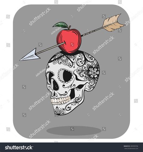 Vector Color Tattoo Skull Apple Illustration Stock Vector Royalty Free