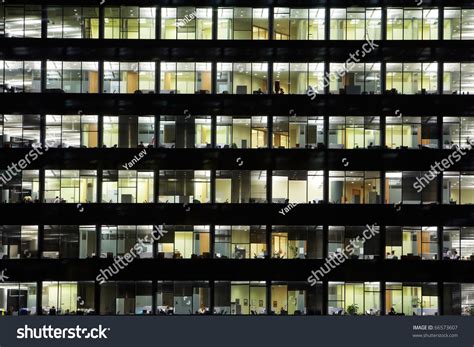 Window Of The Multi Storey Building Of Glass And Steel Office Lighting