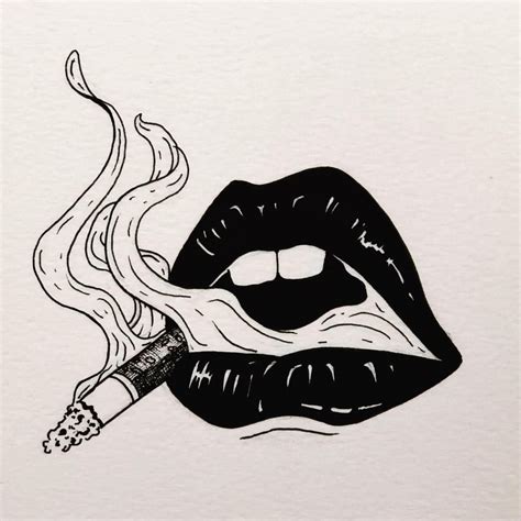Lips Smoking Drawing