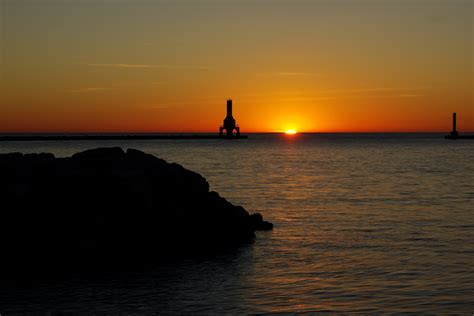Scenic Sunrise At Port Washington Wisconsin Image Free Stock Photo