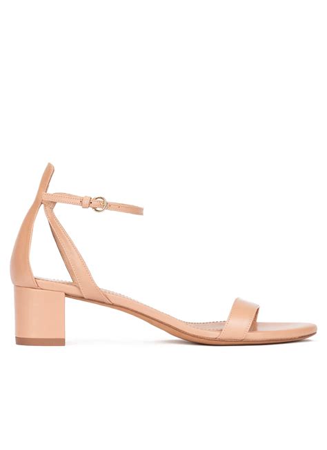 Ankle Strap Mid Block Heel Sandals In Nude Leather Pura My Xxx Hot Girl