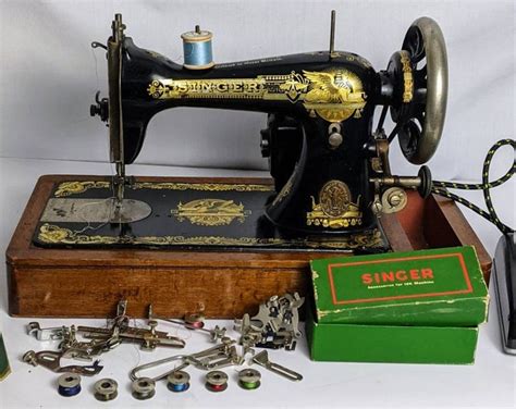 antique 1906 singer sewing machine model 15k with singer motor added accessories box