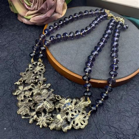 Heidi Daus Blue Crystal Flowers Necklace Ebay