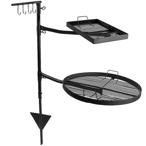 Sunnydaze Dual Campfire Cooking Grill Grate Swivel System Outdoor Adjustable Fire Pit BBQ