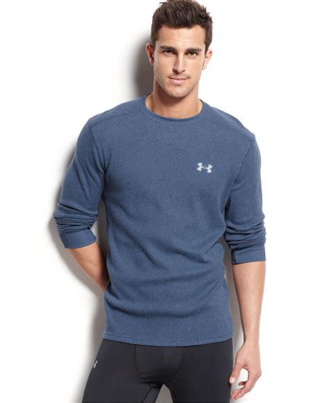Under Armour Mens Amplify Long Sleeve Thermal T Shirt In Blue For Men
