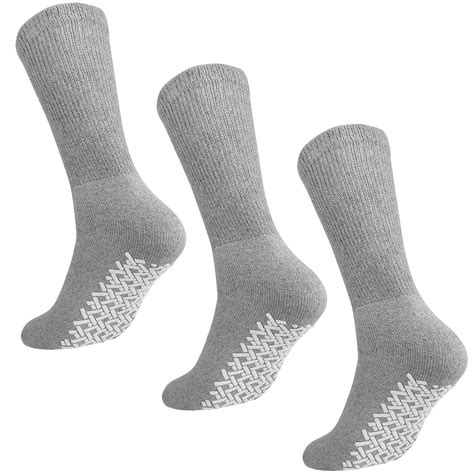 Falari Men Women Anti Slip Grip Non Skid Crew Cotton Diabetic Socks