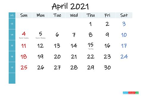 Published on april 26th, 2021 (source: April 2021 Free Printable Calendar - Template No.ink21m400