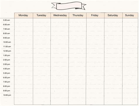 Weekly Hourly Schedule Template Notability Gallery