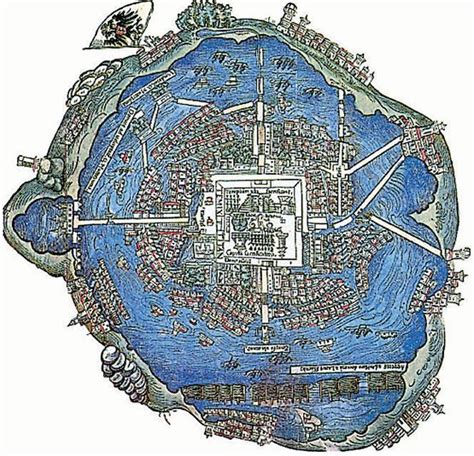 Plano De La Ciudad De Tenochtitlán Sobre El Lago Texcoco Arte Con