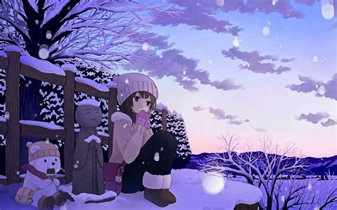 Anime Girl Winter Snow Wallpaper 1920x1200 684887 Wallpaperup