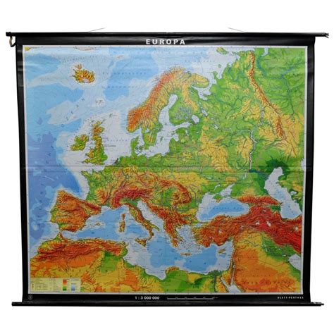 Vintage Poster Print European Rollable Map Wall Chart At 1stdibs