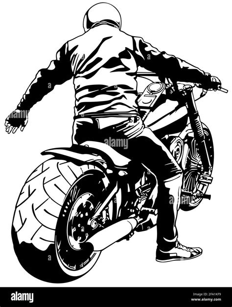 Motorcyclist On Motorcycle Drawing Stock Vector Image And Art Alamy