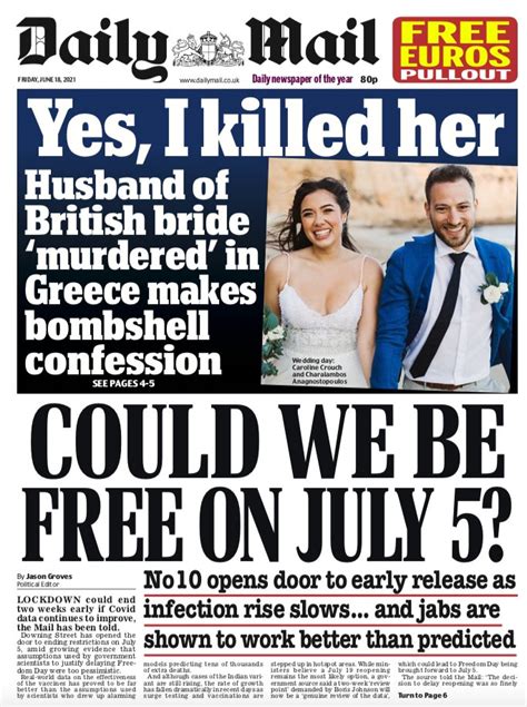 daily mail front page 18th of june 2021 tomorrow s papers today