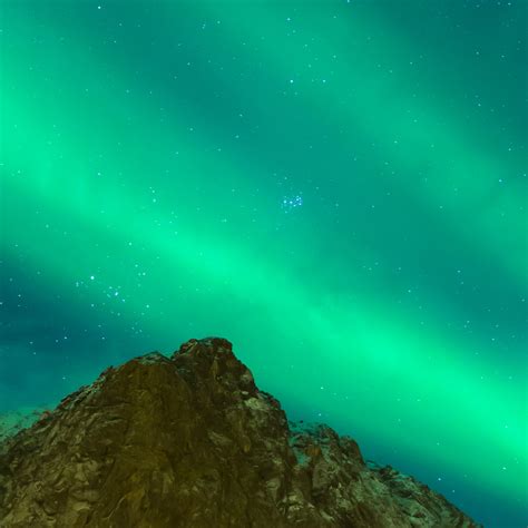 Wallpaper Aurora Borealis Mountains Peak Sky Nature Desktop