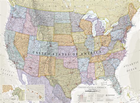 Classic Political Usa Map High Quality Wall Murals With Free Uk